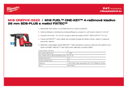 MILWAUKEE M18 FUEL™ ONE-KEY™ 4-režimové kladivo 26 mm SDS-PLUS se sklíčidlem FIXTEC™ 4933478504 A4 PDF