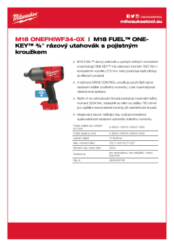MILWAUKEE M18 FUEL™ ONE-KEY™ ¾″ rázový utahovák s pojistným kroužkem 4933459729 A4 PDF