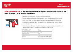 MILWAUKEE M18 FUEL™ ONE-KEY™ 4-režimové kladivo 26 mm SDS-PLUS se sklíčidlem FIXTEC™ 4933478503 A4 PDF