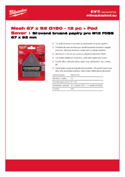 MILWAUKEE Mesh Sheets for M12 FDSS 48805180 A4 PDF