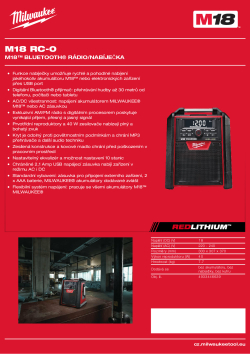 MILWAUKEE M18™ rádio/nabíječka s Bluetooth® 4933446639 A4 PDF