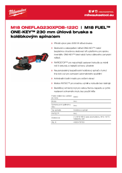MILWAUKEE M18 FUEL™ ONE-KEY™ 230 mm úhlová bruska s kolébkovým spínačem 4933478783 A4 PDF