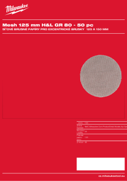 MILWAUKEE Mesh 125 mm H&L GR 80 50 ks 4932492203 A4 PDF