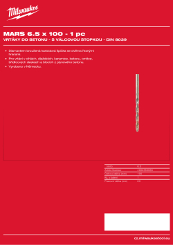 MILWAUKEE Concrete Drills - round shank / DIN 8039 4932363638 A4 PDF