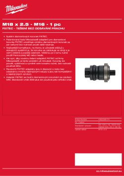 MILWAUKEE Adaptér FIXTEC. Výměna nástroje během několika vteřin. Další nástroje nejsou potřebné. 4932399174 A4 PDF