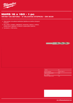 MILWAUKEE Concrete Drills - round shank / DIN 8039 4932373914 A4 PDF