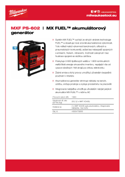 MILWAUKEE MX FUEL™ akumulátorový generátor 4933479266 A4 PDF