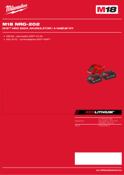 MILWAUKEE M18™  sada akumulátorů a nabíječky 4933459213 A4 PDF