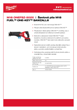MILWAUKEE Šavlová pila M18 FUEL™ ONE-KEY™ SAWZALL® 4933478294 A4 PDF