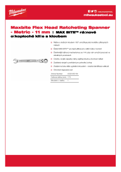 MILWAUKEE Ráčnový očkoplochý klíč MAX BITE™ s kloubem 11 mm 4932480184 A4 PDF