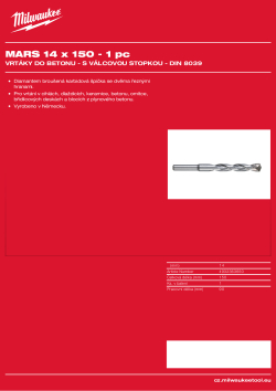 MILWAUKEE Concrete Drills - round shank / DIN 8039 4932363650 A4 PDF