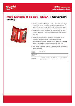 MILWAUKEE Sada univerzálních vrtáků (8 kusů) 4932471112 A4 PDF