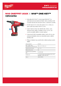 MILWAUKEE M18™ ONE-KEY™ nýtovačka 4933478602 A4 PDF