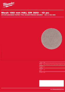 MILWAUKEE Mesh 150 mm H&L GR 320 10 ks 4932492224 A4 PDF