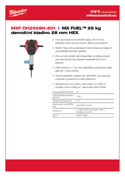MILWAUKEE MX FUEL™ 25 kg demoliční kladivo 28 mm HEX 4933471829 A4 PDF