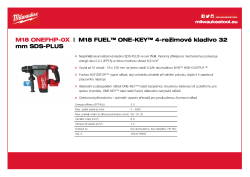 MILWAUKEE M18 FUEL™ ONE-KEY™ 4-režimové kladivo 32 mm SDS-PLUS 4933478884 A4 PDF