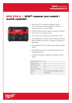 MILWAUKEE M18™ vysavač pro mokré i suché vysávání 4933464029 A4 PDF