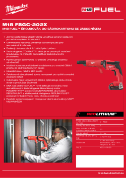 MILWAUKEE M18 FUEL™ šroubovák do sádrokartonu se zásobníkem 4933459199 A4 PDF