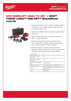 MILWAUKEE M18™ FORCE LOGIC™ ONE-KEY™ Bezuhlíkový ruční lis 4933478307 A4 PDF