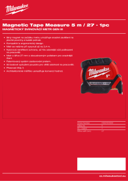 MILWAUKEE Magnetický svinovací metr 5 m 4932464599 A4 PDF