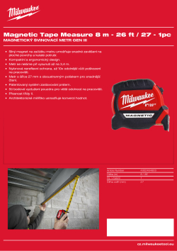MILWAUKEE Magnetický svinovací metr 8m - 26 ft 4932464603 A4 PDF