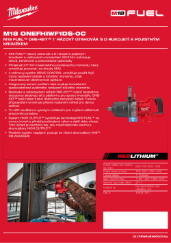 MILWAUKEE M18 FUEL™ ONE-KEY™ 1″ rázový utahovák D-rukojeť a pojistný kroužek 4933472071 A4 PDF