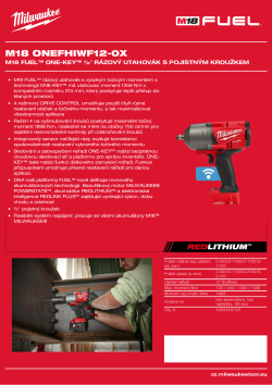 MILWAUKEE M18 ONE-KEY™ FUEL™ ½″ rázový utahovák s pojistným kroužkem 4933459726 A4 PDF