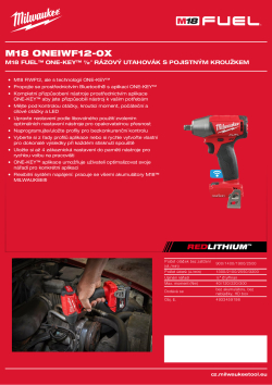 MILWAUKEE M18 FUEL™ ONE-KEY™ ½″ rázový utahovák s pojistným kroužkem 4933459198 A4 PDF