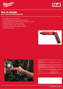 MILWAUKEE M4™ vrtačka/šroubovák 4933440475 A4 PDF