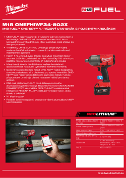 MILWAUKEE M18 FUEL™ ONE-KEY™ ¾″ rázový utahovák s pojistným kroužkem 4933459730 A4 PDF