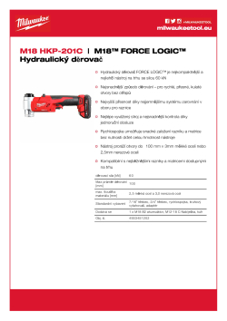 MILWAUKEE M18™ FORCE LOGIC™ Hydraulický děrovač 4933451202 A4 PDF