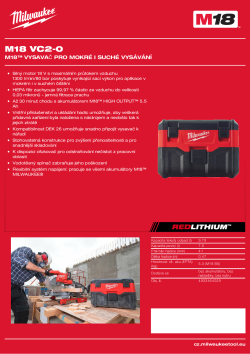 MILWAUKEE M18™ vysavač pro mokré i suché vysávání 4933464029 A4 PDF