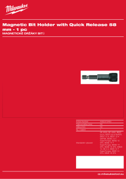 MILWAUKEE Magnetický držák bitů. Celková délka 58 mm. 4932373483 A4 PDF