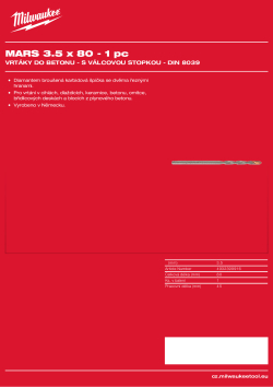 MILWAUKEE Concrete Drills - round shank / DIN 8039 4932399916 A4 PDF