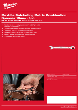 MILWAUKEE Ráčnový očkoplochý klíč MAX BITE™ 13 mm 4932471506 A4 PDF