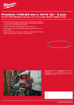 MILWAUKEE Pilový pás Premium 1139.83 mm x 12/14 Tpi - 3 ks 48390611 A4 PDF