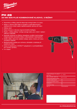 MILWAUKEE 28 mm SDS-plus kombinované kladivo, 3 režimy 4933396396 A4 PDF