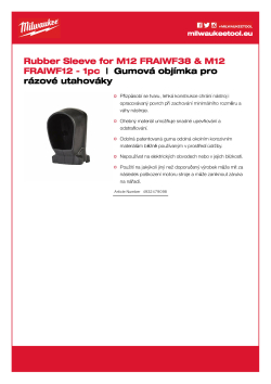 MILWAUKEE Gumová objímka pro M12 FRAIWF38 a M12 FRAIWF12 4932479098 A4 PDF
