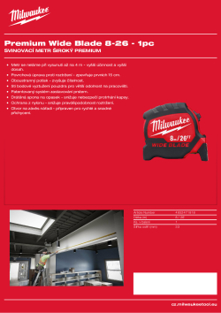 MILWAUKEE Svinovací metr široký Premium 8 m 26 ft 4932471818 A4 PDF