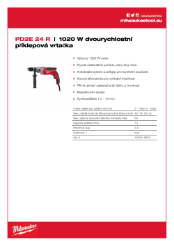 MILWAUKEE 1020 W dvourychlostní příklepová vrtačka 4933419595 A4 PDF