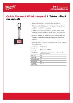 MILWAUKEE Závěs na nářadí s fixací na zápěstí a bezpečnostní karabinou 4932472108 A4 PDF