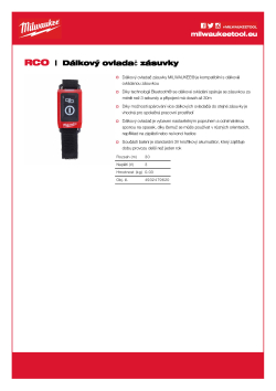 MILWAUKEE Dálkový ovladač zásuvky 4932479620 A4 PDF