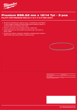MILWAUKEE Pilový pás Prémium 898.52 mm x 12/14 Tpi - 3 ks 48390619 A4 PDF