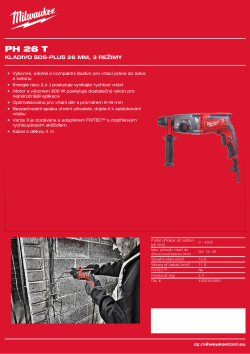 MILWAUKEE Kladivo SDS-plus 26 mm, 3 režimy 4933464580 A4 PDF
