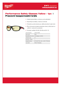MILWAUKEE Ochranné brýle Performance žluté 4932478928 A4 PDF