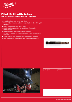 MILWAUKEE Unašeč pro děrovky SHOCKWAVE™ IMPACT DUTY včetně středicího vrtáku 4932430477 A4 PDF