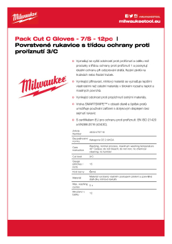 MILWAUKEE Rukavice s třídou ochrany proti proříznutí C 7/S - 12 ks 4932479716 A4 PDF