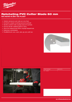 MILWAUKEE Náhradní nože pro ráčnové nůžky na PVC 60 mm 48224216 A4 PDF