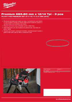 MILWAUKEE Pilový pás Prémium 687.57 mm x 12/14 Tpi - 3 ks 48390711 A4 PDF
