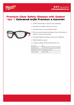 MILWAUKEE Premium ochranné brýle čiré 4932471885 A4 PDF